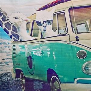 Giraffe in VW bus tapestry